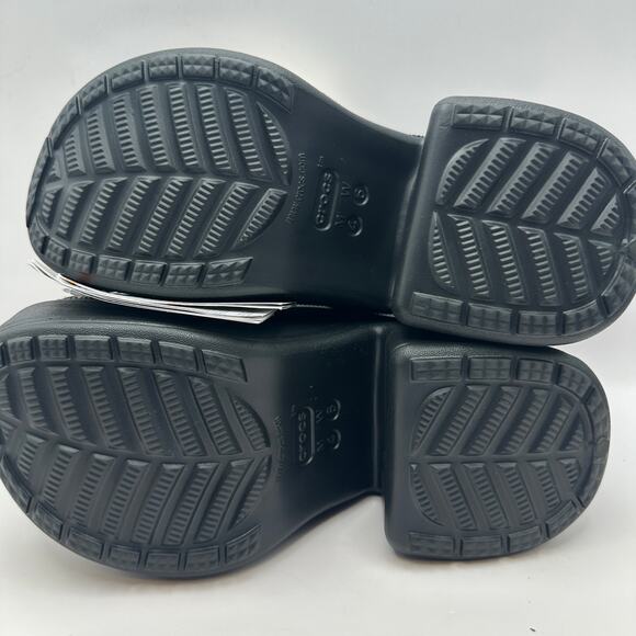 CROCS Women's 6 Siren Rosette Clog Black White Flower Heels 210367-001 - Picture 4 of 5